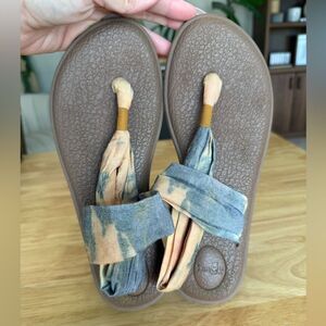 Sanuk Tie Dye Pattern Yoga Sling Flip Flops Vegan - Womens Size 8